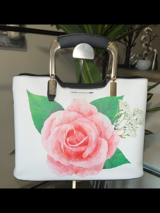 Handbags - Floral Pink Rose Print Women's Handbag Shoulder Strap Incuded New